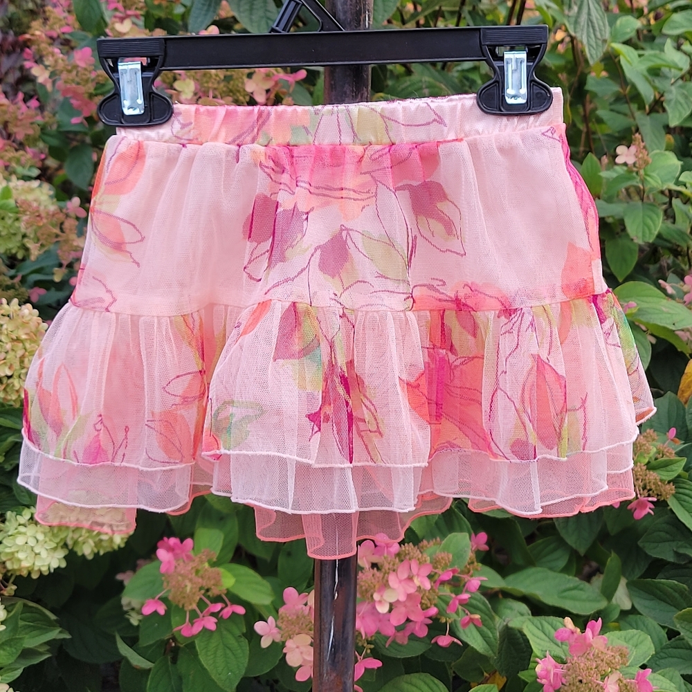 Gap 4 yrs floral multi layered ruffle skirt blush pink